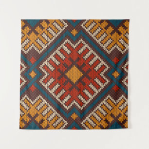 Tapete De Parede Tribal Aztec, padrão sem costura, em lã de malha