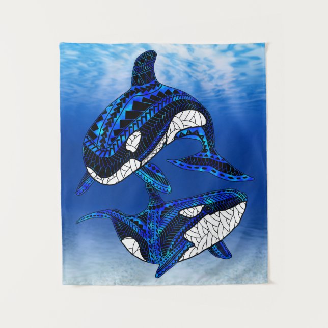 Tapete De Parede Tribal Orca Killer Whales (Frente)