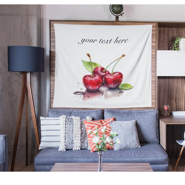 Tapete De Parede Trio de Cereja Fresca em Aquarela, personalizado (Criador carregado)