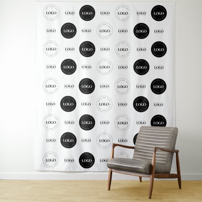 Tapete De Parede Triple Logo Business Photo Booth Backdrop (In Situ)