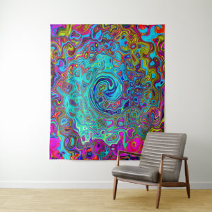 Tapete De Parede Trippy Sky Blue Abstrato Retro Liquid Swirl