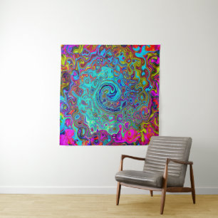 Tapete De Parede Trippy Sky Blue Abstrato Retro Liquid Swirl