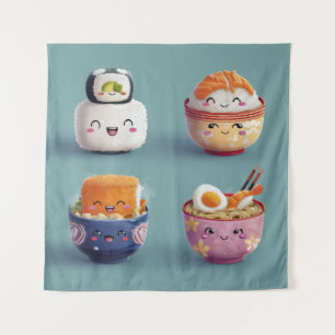 Tapete De Parede Tripulação Kawaii Sushi & Ramen
