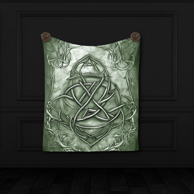 Tapete De Parede Triquetra Trinity Knot Sage Green Faux Metalical (Criador carregado)