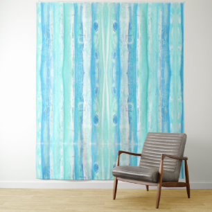 Tapete De Parede Troncos de árvores abstratos em aqua e azul pastel