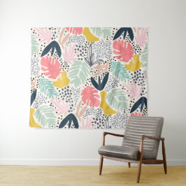 Tapete De Parede Tropical Colourful Collage Pattern
