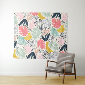 Tapete De Parede Tropical Colourful Collage Pattern
