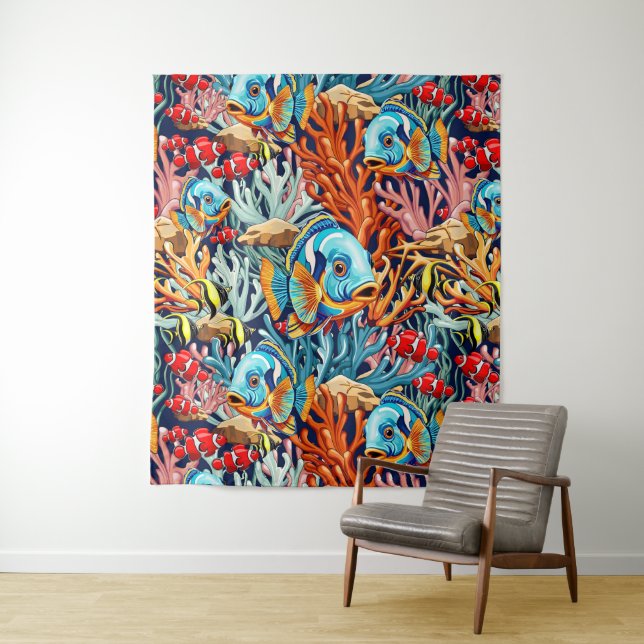 Tapete De Parede Tropical Fish Colorful Summer Vibes (In Situ)