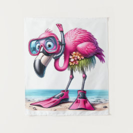 Tapete De Parede Tropical Flamingo Snorkeling Design