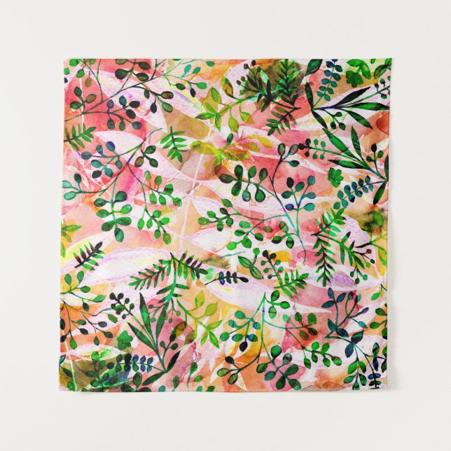 Tapete De Parede Tropical leaves pattern repeating. Artistic photo  (Frente)