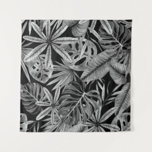 Tapete De Parede Tropical Monocromática, A Aquarela Deixa Textura.