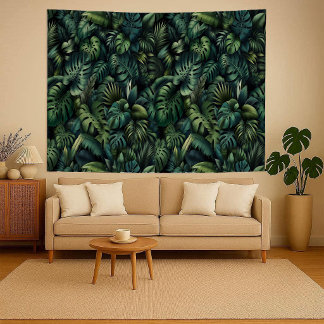 Tapete De Parede Tropical Monstera Botanical Green Jungle Wall