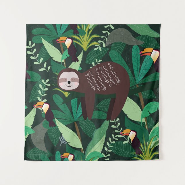 Tapete De Parede Tropical Sloth: Cartoon sem Perigo (Frente)
