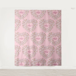 Tapete De Parede Tulipas branco rosa monograma fundo de casamento