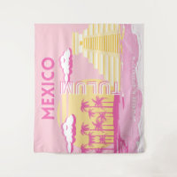 Tulum, Arte de Viagem, Arte Preppy, Rosa