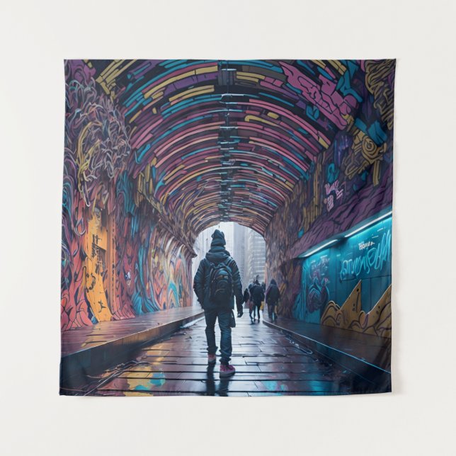 Tapete De Parede Túnel De grafite De Arte (Frente)