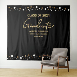 Tapete De Parede Turma de 2024 Graduação com fundo preto dourado