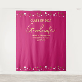 Tapete De Parede Turma de 2024 Graduação com fundo rosa