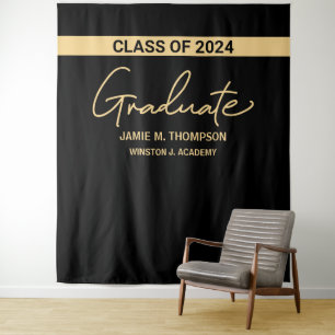 Tapete De Parede Turma de 2024 Preto amarelo Fundo de formatura