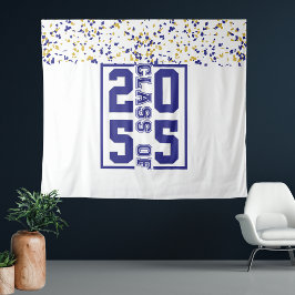 Tapete De Parede Turma de Graduação Blue White Gold de Tipografia