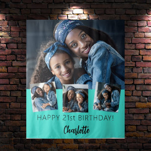 Tapete De Parede Turquesa de colagem de fotografias personalizada d