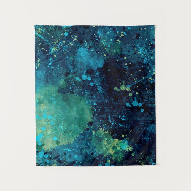 Tapete De Parede Turquesa Grungy e Amarelo (Frente)