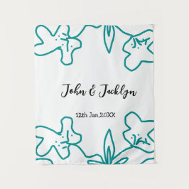 Tapete De Parede Turquoise blue wedding couple name date flstylish 