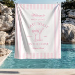 Tapete De Parede Último brinde na Bachelorette Rosa Costeira<br><div class="desc">Este design apresenta texto ousado moderno,  vibes costeiras de praia com cocktails desenhados à mão.</div>