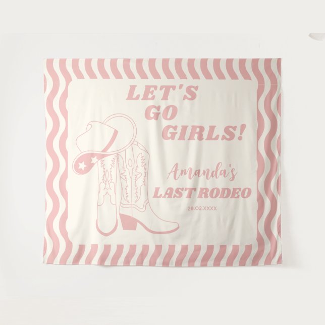 Tapete De Parede Último Rodeio Festa de Solteira Retro Ocidental (Frente (Horizontal))
