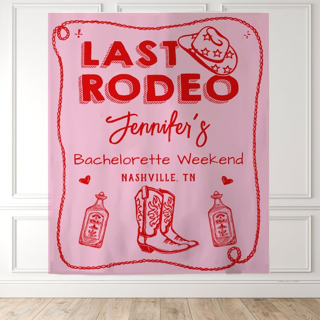 Tapete De Parede Último Rodeo Rosa Vermelho Cowgirl Fim de Semana d (Criador carregado)