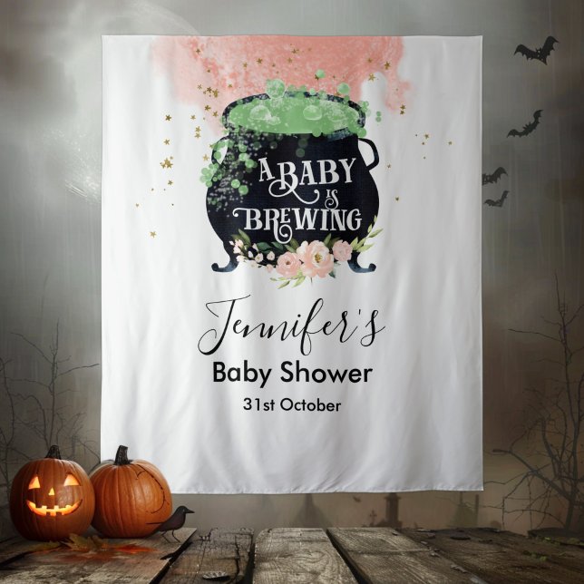 Tapete De Parede um bebê está a caminho Halloween Baby Shower Backd (Criador carregado)
