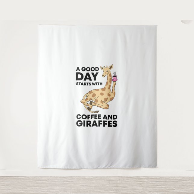 Tapete De Parede Um Bom Dia Começa Com Café E Girafa Engraçado (Frente)
