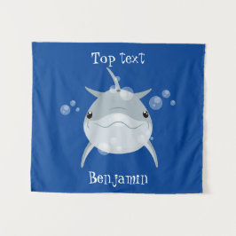 Tapete De Parede Um bonito e feliz desenho animado de golfinho kawa