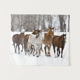 Tapete De Parede Um Cena de Inverno de Cavalos Correntes