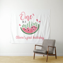 Tapete De Parede Um em um melão de melancia aquarela 1º aniversário