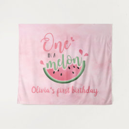 Tapete De Parede Um melão de melancia em aquarela para 1º aniversár