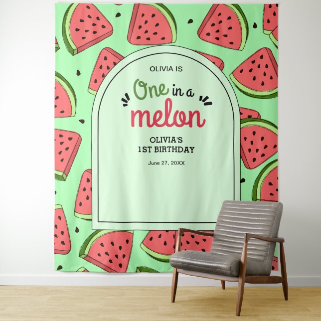 Tapete De Parede Um no primeiro aniversario Melon Summer Watermelon (In Situ)