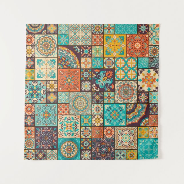 Tapete De Parede Um padrão de azulejo islâmico e árabe. (Frente)