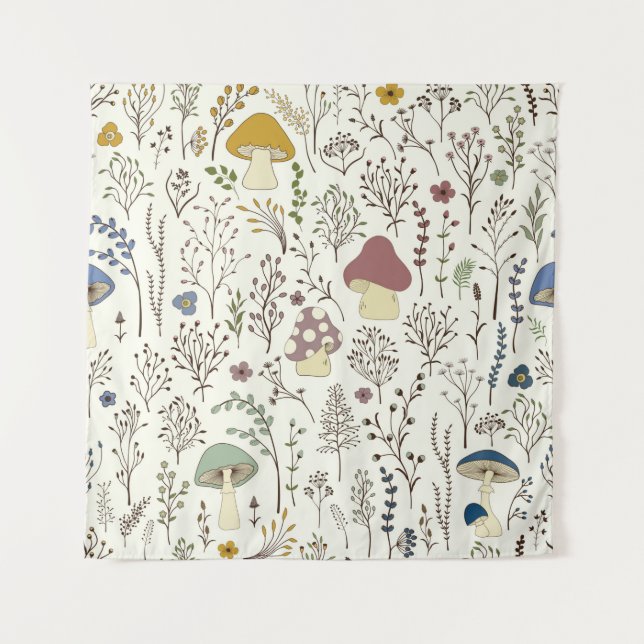 Tapete De Parede Um padrão perfeito. Conjunto de plantas selvagens  (Frente)