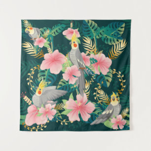 Tapete De Parede Um papagaio-da-galinha sem costura fica na grana