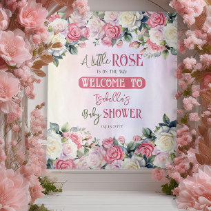 Tapete De Parede Um pequeno pano de fundo Rosa Floral Chá de fralda