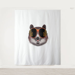 Tapete De Parede Um Tanuki Legal com óculos de sol Ornamentado