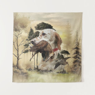 Tapete De Parede Um Woodcock com o setter inglês