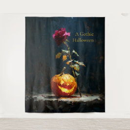 Tapete De Parede Uma Abóbora e Rosa de Halloween Gótica