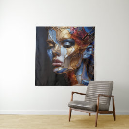 Tapete De Parede Uma Abstrato Mulher Face 1 - Vidro Estreitado