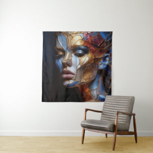 Tapete De Parede Uma Abstrato Mulher Face 1 - Vidro Estreitado