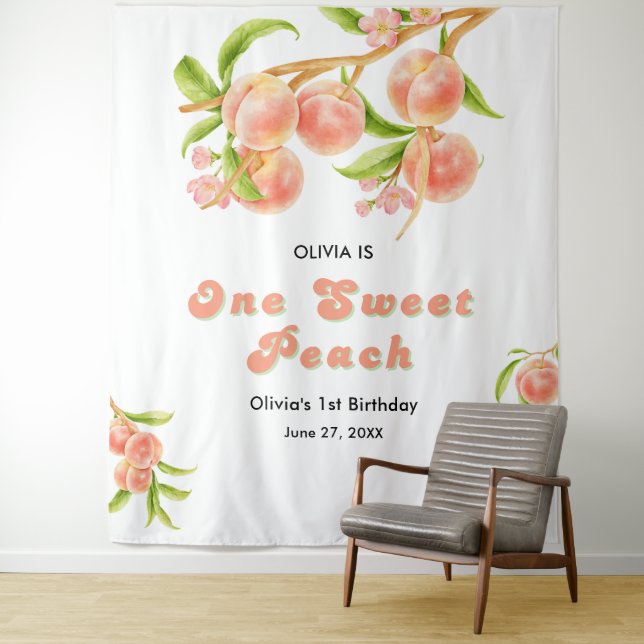Tapete De Parede Uma Fruta de pêssego doce primeiro aniversario (In Situ)