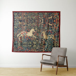 TAPETE DE PAREDE UNICORN E DEER,FLORES,ANIMAIS FLORESTAIS FLORESTAI