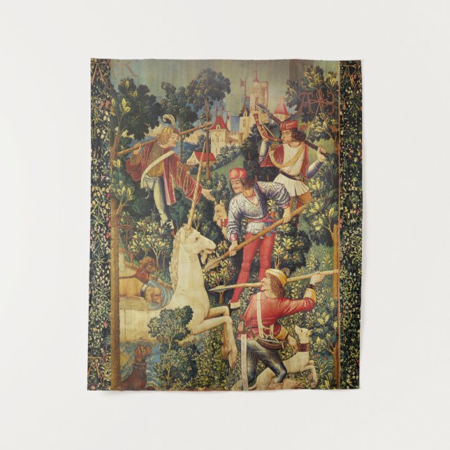 TAPETE DE PAREDE UNICORN ENCONTRA FLORES FANTASMAS, MOTIFAS FLORAIS (Frente)