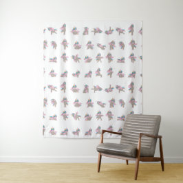 Tapete De Parede Unicorn Yoga Poses Pattern Design